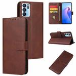 For OPPO Reno6 4G Calf Texture Buckle Flip Leather Phone Case(Brown)