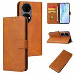 For Huawei P50 Calf Texture Buckle Flip Leather Phone Case(Khaki)