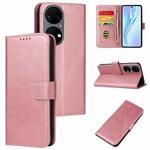 For Huawei P50 Calf Texture Buckle Flip Leather Phone Case(Rose Gold)