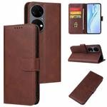 For Huawei P50 Calf Texture Buckle Flip Leather Phone Case(Brown)