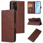 For Honor V40 5G Calf Texture Buckle Flip Leather Phone Case(Brown)