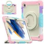 For Samsung Galaxy Galaxy Tab A8 Bracelet Holder Silicone + PC Tablet Case(Colorful Pink)