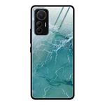 For Xiaomi 12 Lite Marble Pattern Glass Protective Case(Green Ocean)