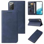 For Samsung Galaxy A03s Calf Texture Magnetic Flip Leather Phone Case(Blue)