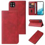 For Samsung Galaxy A22 5G Calf Texture Magnetic Flip Leather Phone Case(Red)