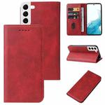For Samsung Galaxy S22 5G Calf Texture Magnetic Flip Leather Phone Case(Red)