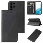 For Samsung Galaxy S22 Ultra 5G Calf Texture Magnetic Flip Leather Phone Case(Black)