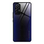 For Xiaomi 12 Lite Texture Gradient Glass Protective Case(Dark Blue)