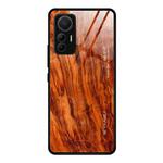 For Xiaomi 12 Lite Wood Grain Glass Protective Case(Light Brown)
