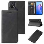 For OPPO A15 Calf Texture Magnetic Flip Leather Phone Case(Black)