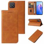 For OPPO A92s Calf Texture Magnetic Flip Leather Phone Case(Khaki)
