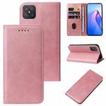 For OPPO A92s Calf Texture Magnetic Flip Leather Phone Case(Rose Gold)