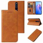 For OPPO F11 Pro Calf Texture Magnetic Flip Leather Phone Case(Khaki)