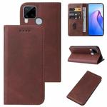 For Realme C15 Calf Texture Magnetic Flip Leather Phone Case(Brown)