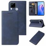 For Realme C15 Calf Texture Magnetic Flip Leather Phone Case(Blue)