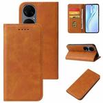 For Huawei P50 Calf Texture Magnetic Flip Leather Phone Case(Khaki)