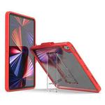 Mutural Transparent Holder Tablet Case For iPad 10.2 2021 / 2020 / 2019 / 10.5(Red)
