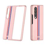 For Samsung Galaxy Z Fold4 Skin Feel Painted Frosted Phone Case(Pink Color Bar)