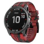 For Garmin Fenix 7 Camouflage Silicone Watch Band(Red)