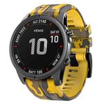 For Garmin Fenix 7 Camouflage Silicone Watch Band(Yellow)