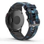 For Garmin Fenix 7 Camouflage Silicone Watch Band(Blue)