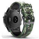 For Garmin Fenix 7X Camouflage Silicone Watch Band(Green)