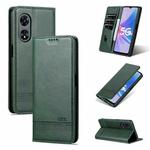 For OPPO A97 5G AZNS Magnetic Calf Texture Leather Phone Case(Dark Green)