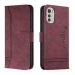 For Motorola Moto E32 Retro Skin Feel Horizontal Flip Leather Phone Case(Wine Red)