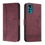For Motorola Moto G22 Retro Skin Feel Horizontal Flip Leather Phone Case(Wine Red)