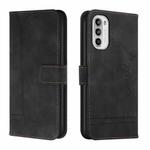 For Motorola Moto G52 Retro Skin Feel Horizontal Flip Leather Phone Case(Black)