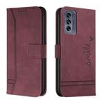 For Motorola Moto G62 5G Retro Skin Feel Horizontal Flip Leather Phone Case(Wine Red)