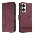 For OnePlus Nord 2T Retro Skin Feel Horizontal Flip Leather Phone Case(Wine Red)