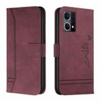 For Oppo F21 Pro 4G Retro Skin Feel Horizontal Flip Leather Phone Case(Wine Red)