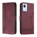 For Realme C30 Retro Skin Feel Horizontal Flip Leather Phone Case(Wine Red)