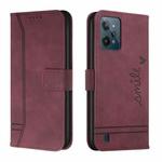 For Realme C31 Retro Skin Feel Horizontal Flip Leather Phone Case(Wine Red)