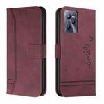 For Realme C35 Retro Skin Feel Horizontal Flip Leather Phone Case(Wine Red)