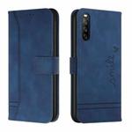 For Sony Xperia 10 IV Retro Skin Feel Horizontal Flip Leather Phone Case(Blue)
