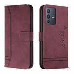 For vivo V23 5G Retro Skin Feel Horizontal Flip Leather Phone Case(Wine Red)