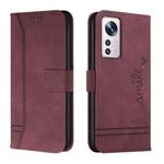 For Xiaomi 12 Retro Skin Feel Horizontal Flip Leather Phone Case(Wine Red)