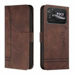 For Xiaomi Poco C40 Retro Skin Feel Horizontal Flip Leather Phone Case(Coffee)