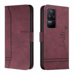 For Xiaomi Poco F4 Retro Skin Feel Horizontal Flip Leather Phone Case(Wine Red)