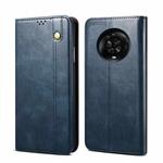 For Honor Magic4 Simple Wax Crazy Horse Texture Leather Phone Case(Navy Blue)