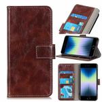 For iPhone SE 2022 / SE 2020 Vintage Crazy Horse PU + + Left and Right Leather Case with Photo Frame & Bracket & Front and Back Buckle(Brown)