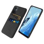 For OPPO Reno8 Lite Cloth Coated Hard Plastic Card Slots Phone Case(Black)