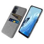 For OPPO Reno8 Lite Cloth Coated Hard Plastic Card Slots Phone Case(Light Grey)