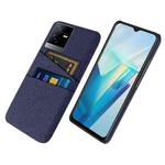 For vivo T2x Cloth Coated Hard Plastic Card Slots Phone Case(Blue)