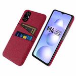 For Xiaomi Poco M4 5G Cloth Coated Hard Plastic Card Slots Phone Case(Red)