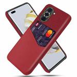 For Huawei nova 10 Cloth Texture PC + PU Leather Back Cover Shockproof Case with Card Slot(Red)