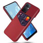 For OPPO Reno8 Lite Cloth Texture PC + PU Leather Back Cover Shockproof Case with Card Slot(Red)