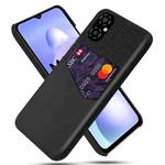 For Xiaomi Poco M4 5G Cloth Texture PC + PU Leather Back Cover Shockproof Case with Card Slot(Black)